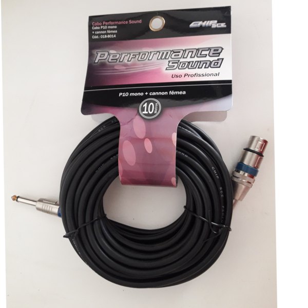 Cabo P10 mono + cannon fêmea Performance Sound
