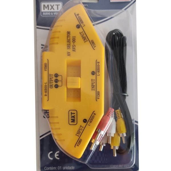 Chave seletora para áudio e vídeo 3 entradas Mxt