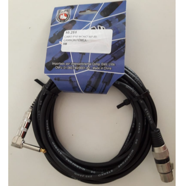 Cabo P10 mono 90 graus para cannon fêmea Omni