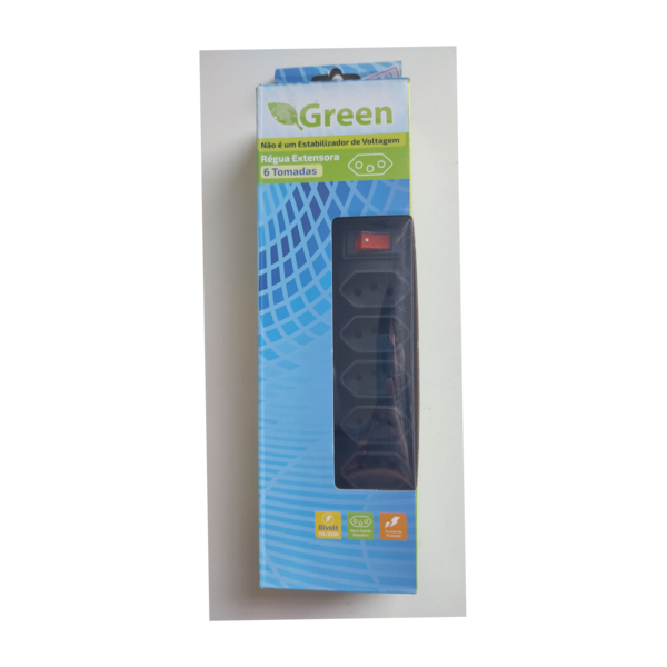 Filtro de linha 80cm 6 tomadas Green