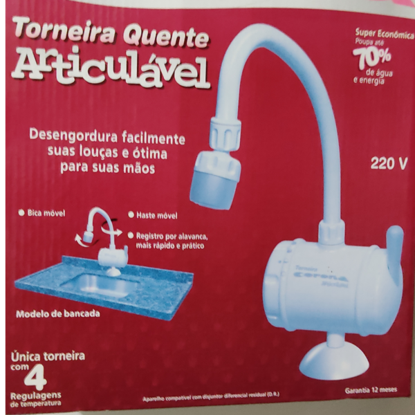 Torneira Articulável de bancada 220V 4 temperaturas Corona
