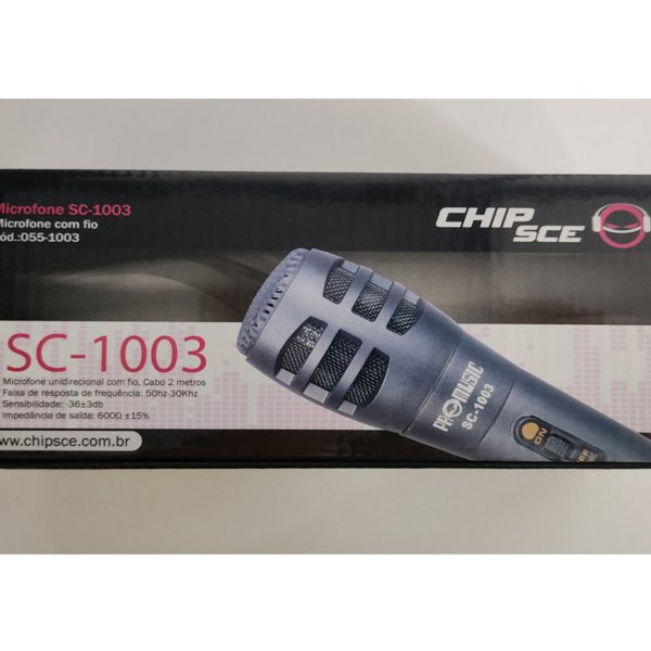 Microfone unidirecional com fio 2 metros