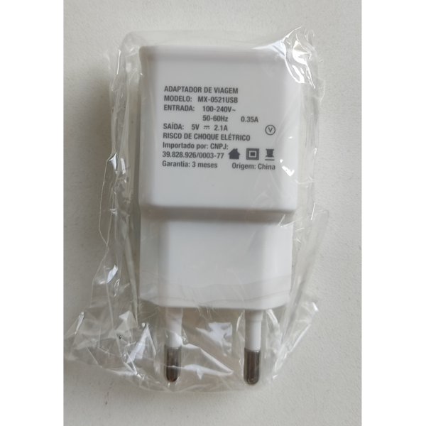 Carregador de viagem USB 5V/2.1A Branco